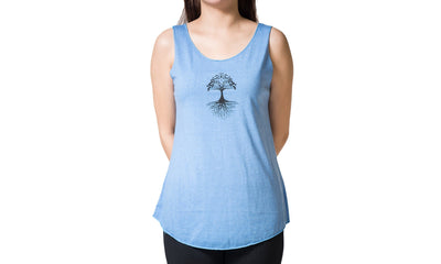 Loose Soft Vintage Style Women's Tank Tops Tree of Life Blue