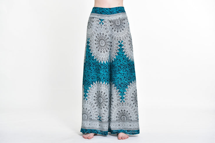 Marble Mandalas Palazzo Style Harem Pants in Turquoise