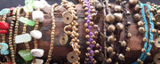 Brass Bell And Multi Bead Double Strand Bracelets