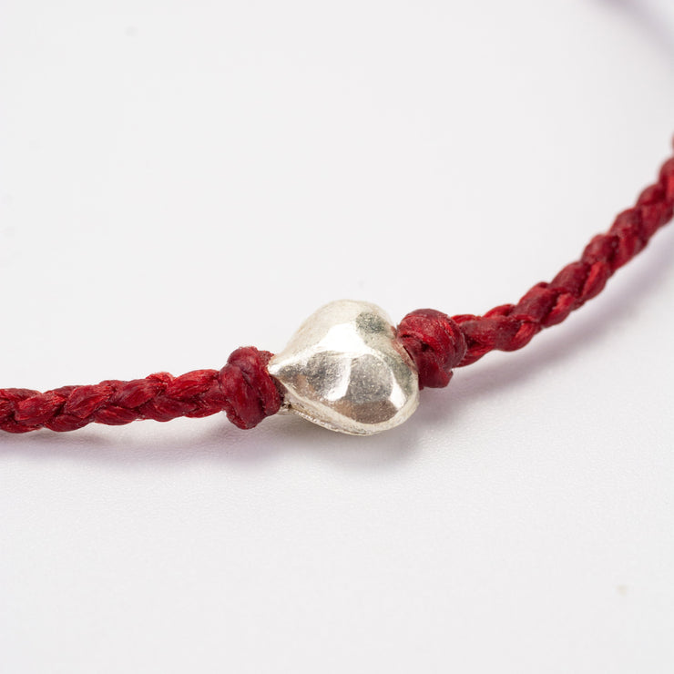 Bracelet with Heart Silver Charm in Red