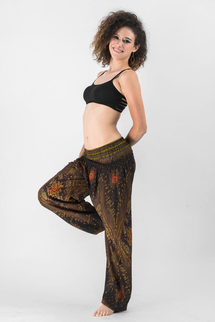 Peacock Eye Women's Harem Pants in Brown