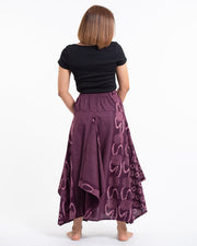 Daisy Dot Prints Cotton Handkerchief Midi Skirt in Purple