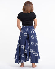 Circles Prints Cotton Handkerchief Midi Skirt in Navy