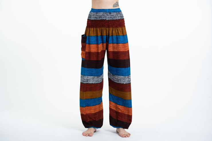 Boho Striped Women's Harem Pants in Rust