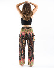 Peacock Paisley Women's Harem Pants in Black