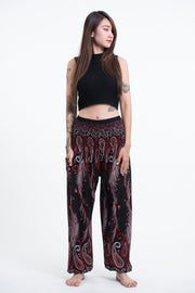 Paisley Feathers Women's Harem Pants in Black