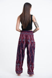 Paisley Feathers Women's Harem Pants in Purple