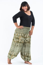 Plus Size Marble Elephant Women's Elephant Pants in Olive