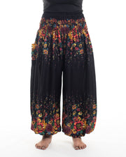 Plus Size Floral Women's Harem Pants in Black