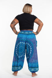 Plus Size Tribal Chakras Women's Harem Pants in Blue