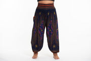 Plus Size Peacock Eye Women's Harem Pants in Navy