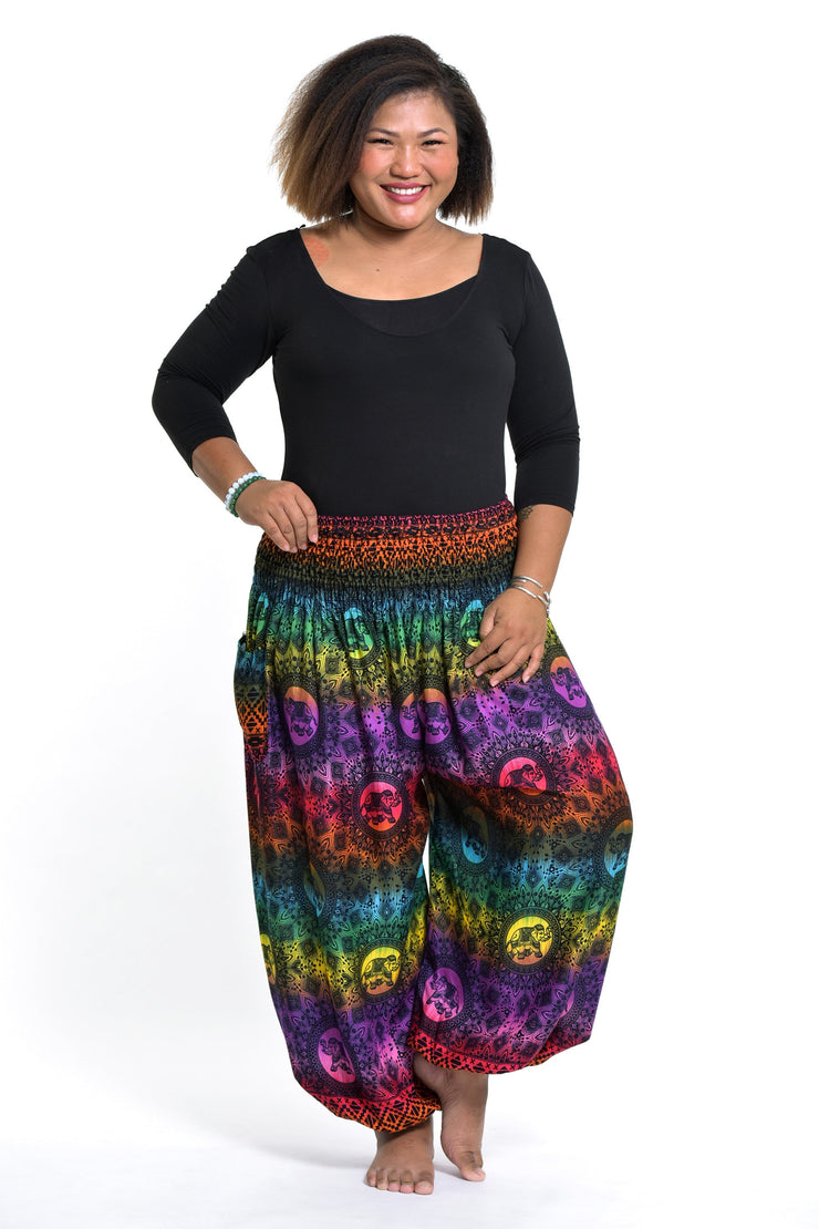 Plus Size Rainbow Elephant Women's Elephant Pants in Purple