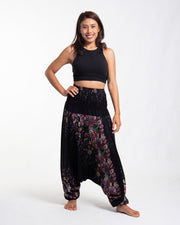 Floral 2-in-1 Jumpsuit Harem Pants in Black