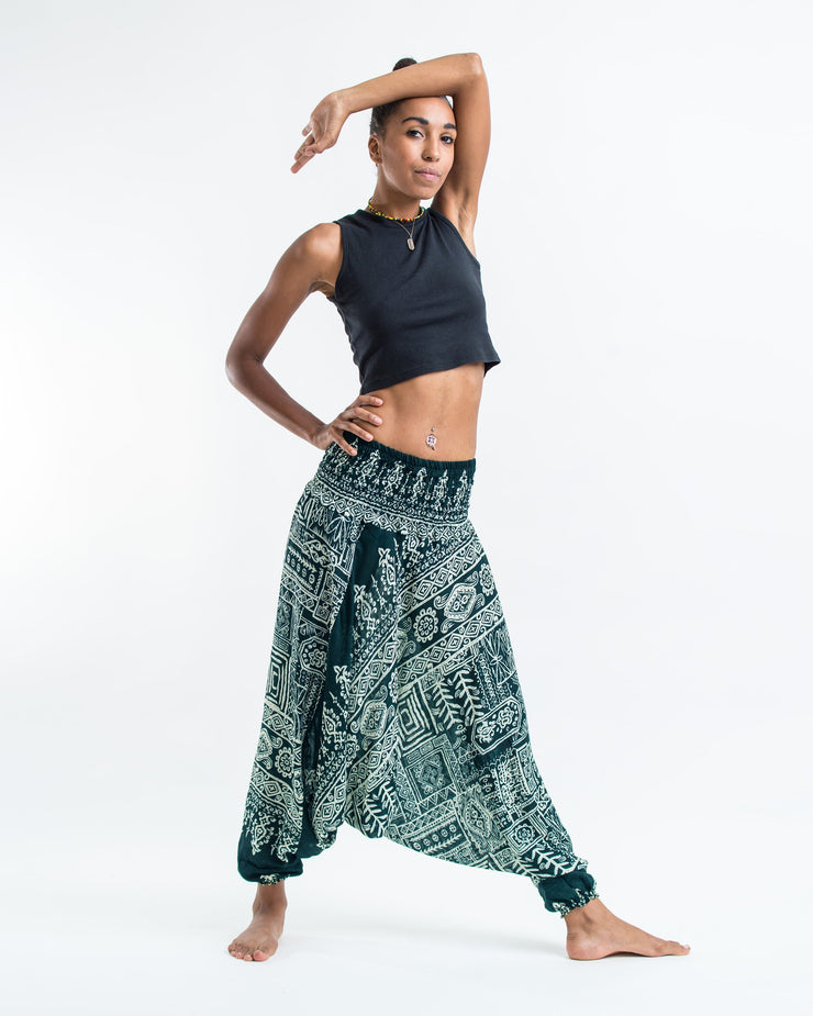 Tribal Prints 2-in-1 Jumpsuit Harem Pants in Teal