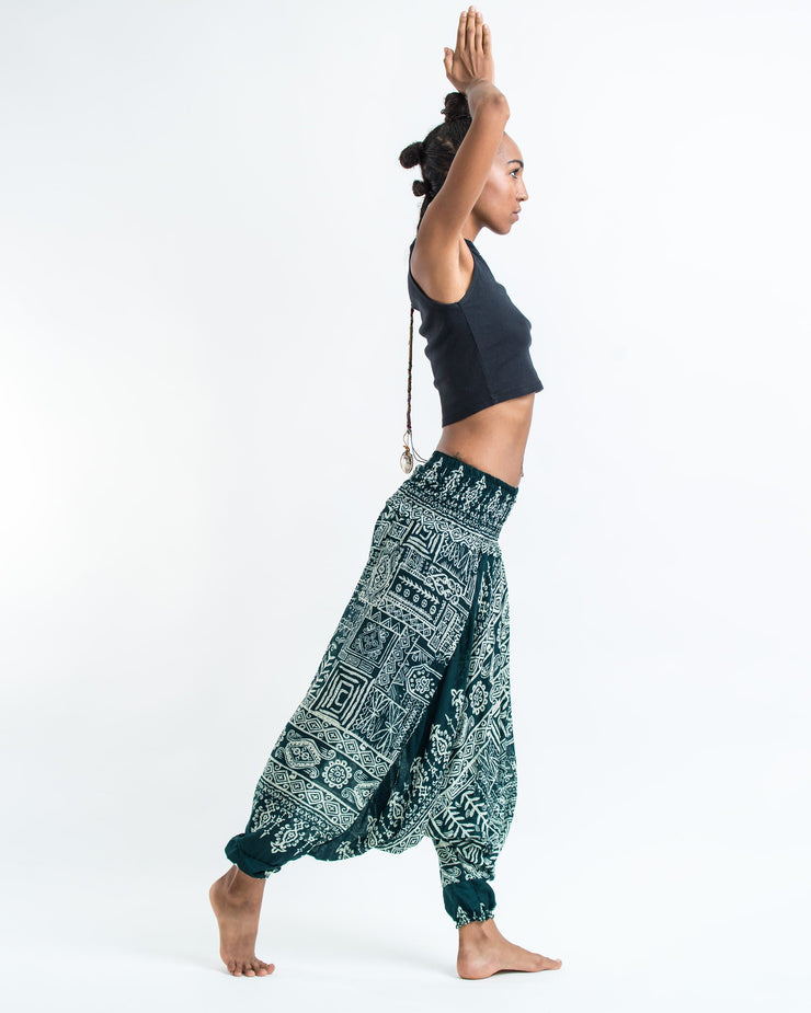 Tribal Prints 2-in-1 Jumpsuit Harem Pants in Teal