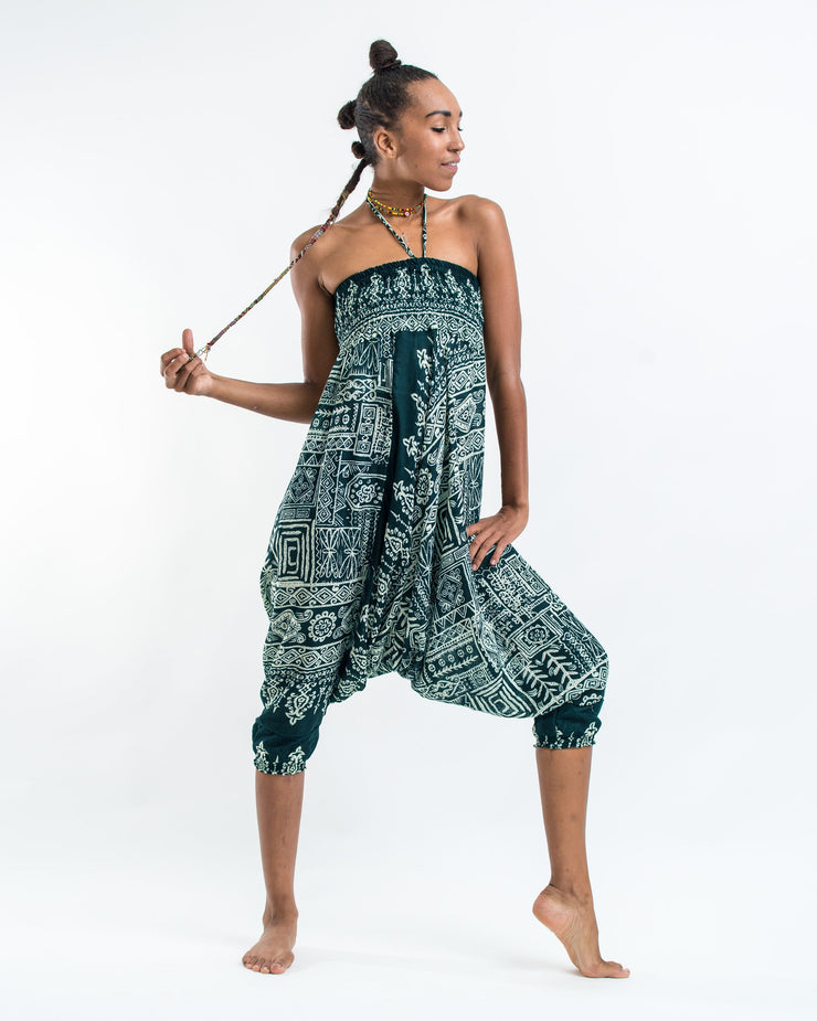 Tribal Prints 2-in-1 Jumpsuit Harem Pants in Teal