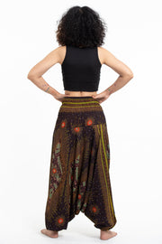 Peacock Eye 2-in-1 Jumpsuit Harem Pants in Brown