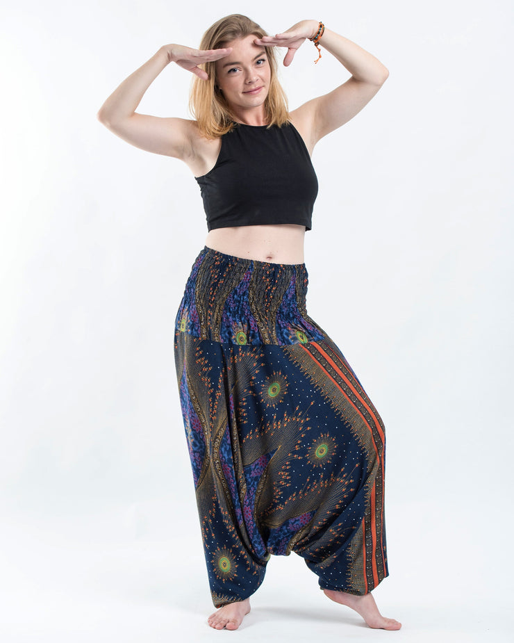 Peacock Eye 2-in-1 Jumpsuit Harem Pants in Navy