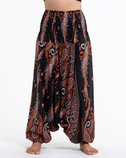 Paisley Feathers 2-in-1 Jumpsuit Harem Pants in Black