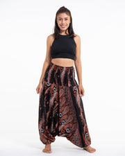 Paisley Feathers 2-in-1 Jumpsuit Harem Pants in Black