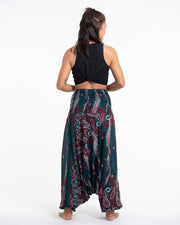 Paisley Feathers 2-in-1 Jumpsuit Harem Pants in Green