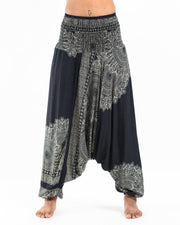 Floral Mandalas 2-in-1 Jumpsuit Harem Pants in Black