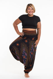 Plus Size Peacock Eyes 2-in-1 Jumpsuit Harem Pants in Black