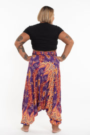 Plus Size Peacock Paisley 2-in-1 Jumpsuit Harem Pants in Purple