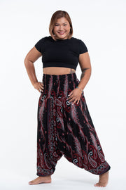 Plus Size Paisley Feathers 2-in-1 Jumpsuit Harem Pants in Black