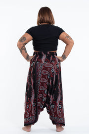 Plus Size Paisley Feathers 2-in-1 Jumpsuit Harem Pants in Black