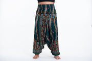 Plus Size Paisley Feathers 2-in-1 Jumpsuit Harem Pants in Green