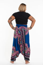 Plus Size Peony Mandalas 2-in-1 Jumpsuit Harem Pants in Blue