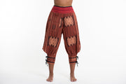 Thai Hill Tribe Fabric Women Harem Pants with Ankle Straps in Brick Orange