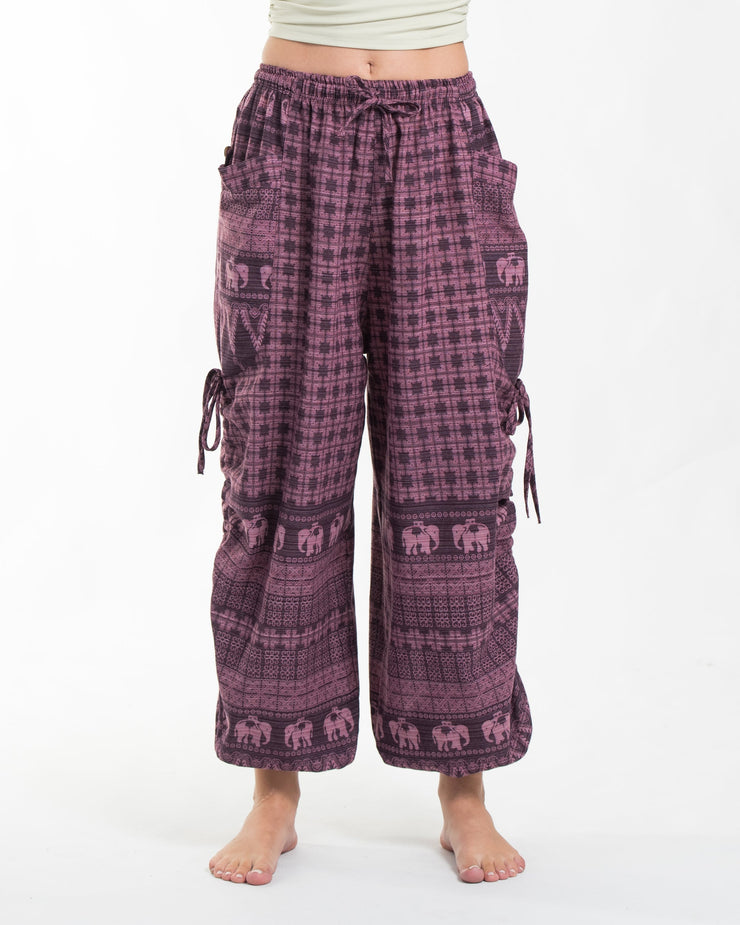 Women's Hill Tribe Cotton Elephant Pants in Purple