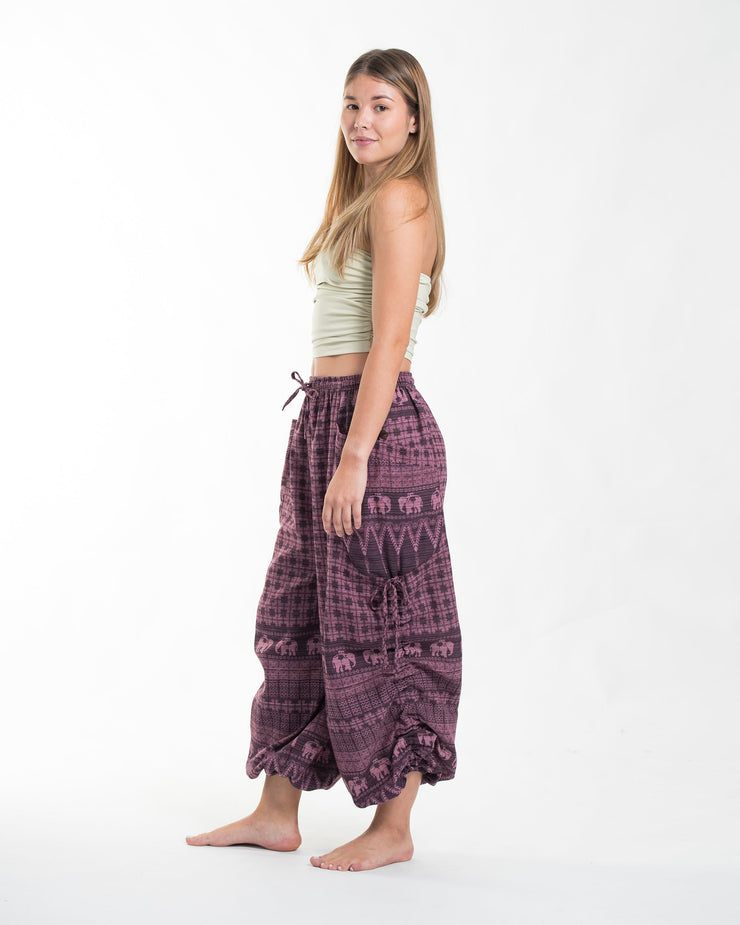 Women's Hill Tribe Cotton Elephant Pants in Purple