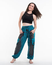 Women's Patchwork Stone Washed Cargo Cotton Pants in Blue 03