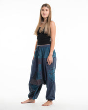 Women's Patchwork Stone Washed Low Cut Cotton Pants in Navy 03