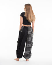 Two Tone Maze Prints Women's Cotton Pants in Black