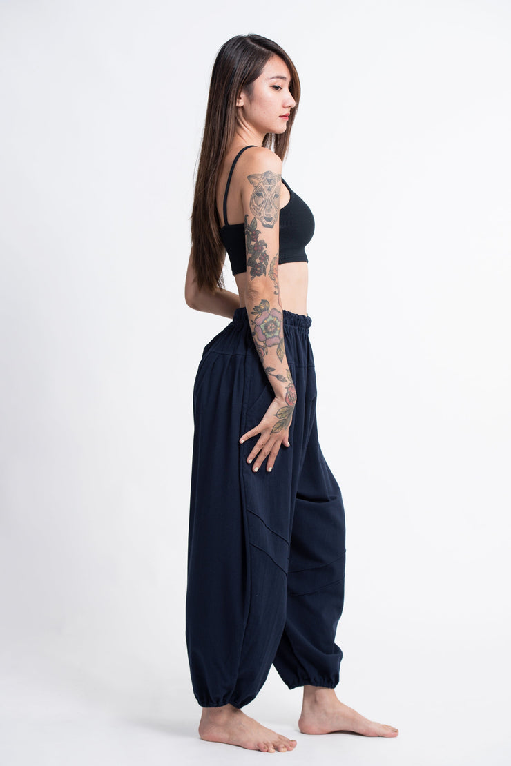 Genie Women's Cotton Harem Pants in Navy