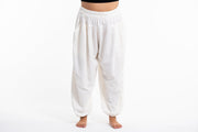 Plus Size Genie Women's Cotton Harem Pants in White