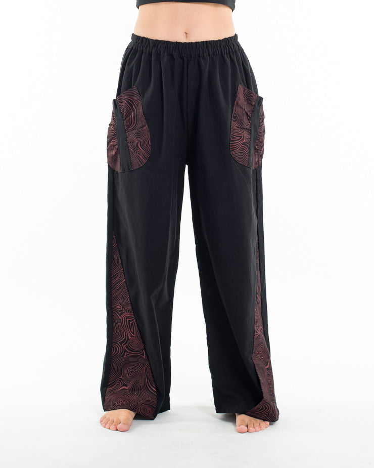 Thai Cotton Women's Pants With Hill Tribe Trim in Black