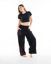 Thai Cotton Women's Pants With Hill Tribe Trim in Black