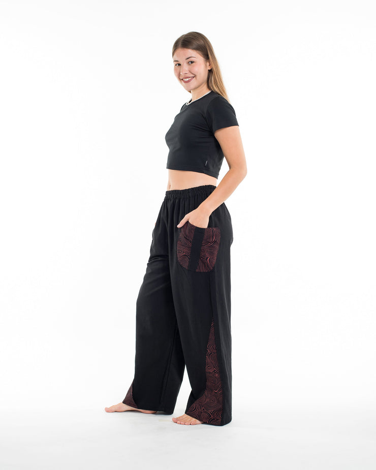 Thai Cotton Women's Pants With Hill Tribe Trim in Black