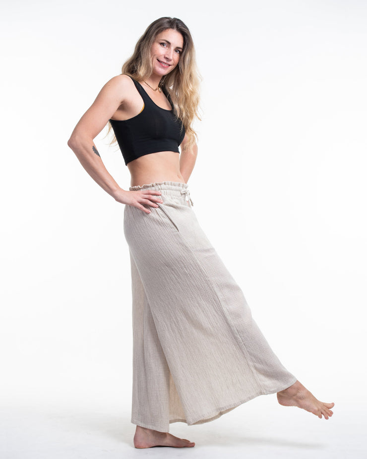 Women's Linen Cotton Blend Palazzo Pants in Natural