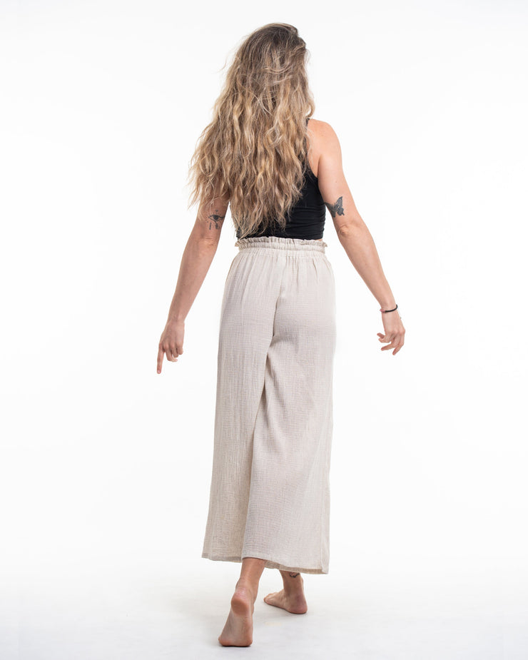 Women's Linen Cotton Blend Palazzo Pants in Natural