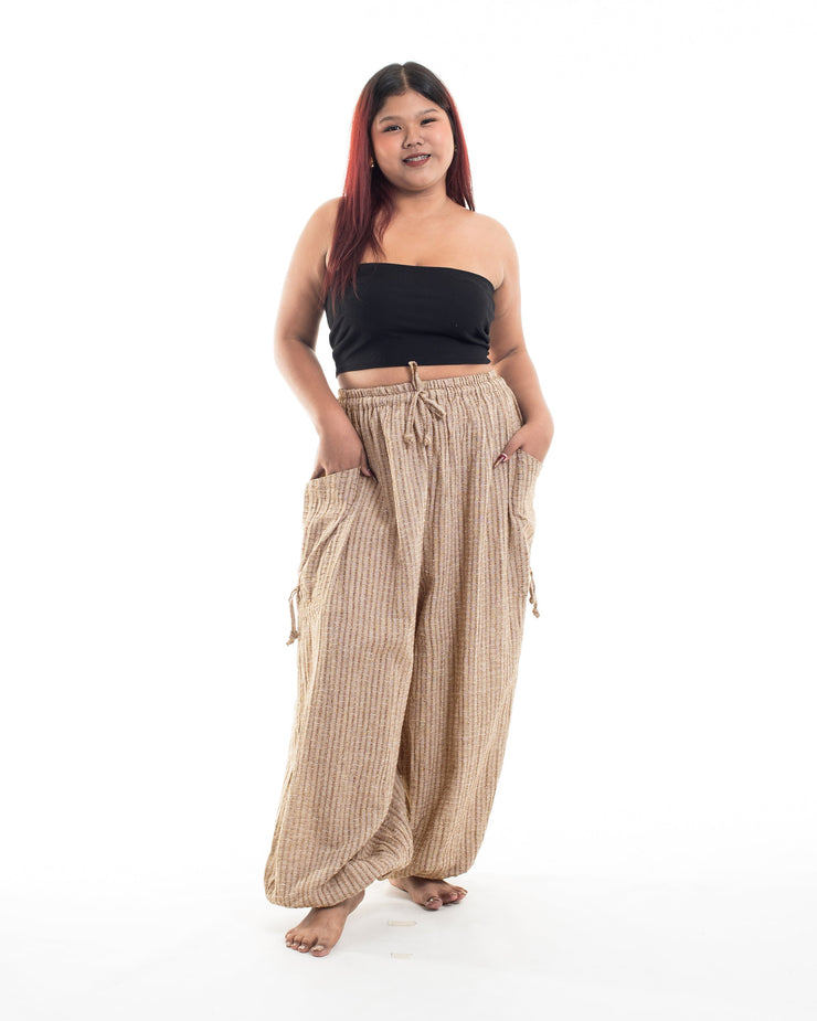 Plus Size Women's Ribbed Tencel Cotton Blend Pants in Beige