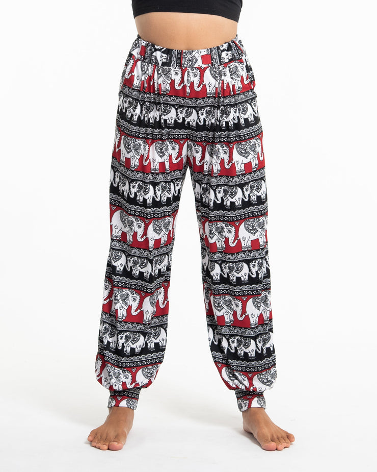 ULTRA SOFT Eco-Friendly Elephant Print Women Harem Pants in Red