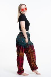 Tie Dye Cotton Women Harem Pants in Blue Brown