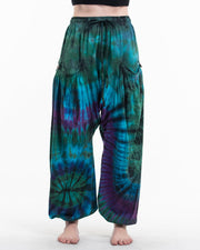 Tie Dye Cotton Women Harem Pants in Blue Green