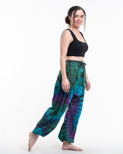 Tie Dye Cotton Women Harem Pants in Blue Green